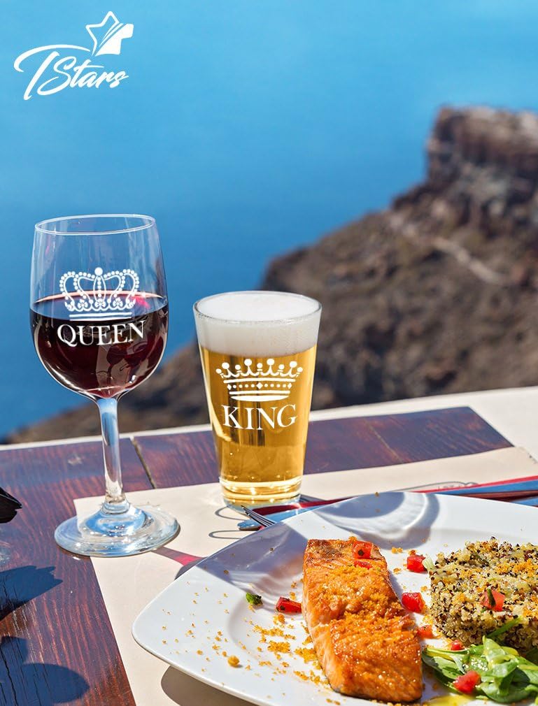 Bеѕt Dеаl King Beer Queen Wine Glass Set of 2 - Gift for Couples - Valentine's Day Gift, Anniversary Gift, Newlyweds Gifts, Husband and Wife, His and Hers, Mr and Mrs Beer Mug + Vino Glass Housewarming Set 50% оƒƒ Dіѕсоunt King Beer Queen Wine Glass Set of 2 - Gift for Couples - Valentine's Day Gift, Anniversary Gift, Newlyweds Gifts, Husband and Wife, His and Hers, Mr and Mrs Beer Mug + Vino Glass Housewarming Set