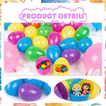 24PCS Easter Fillable Plastic Eggs, Colourful Fillable Plastic Surprise Easter Eggs, Easters Egg Hunt, Easters Colourful Egg, for Eastertide Hunt, Eastertide Basket Stuffers, Classroom Prize Supplies