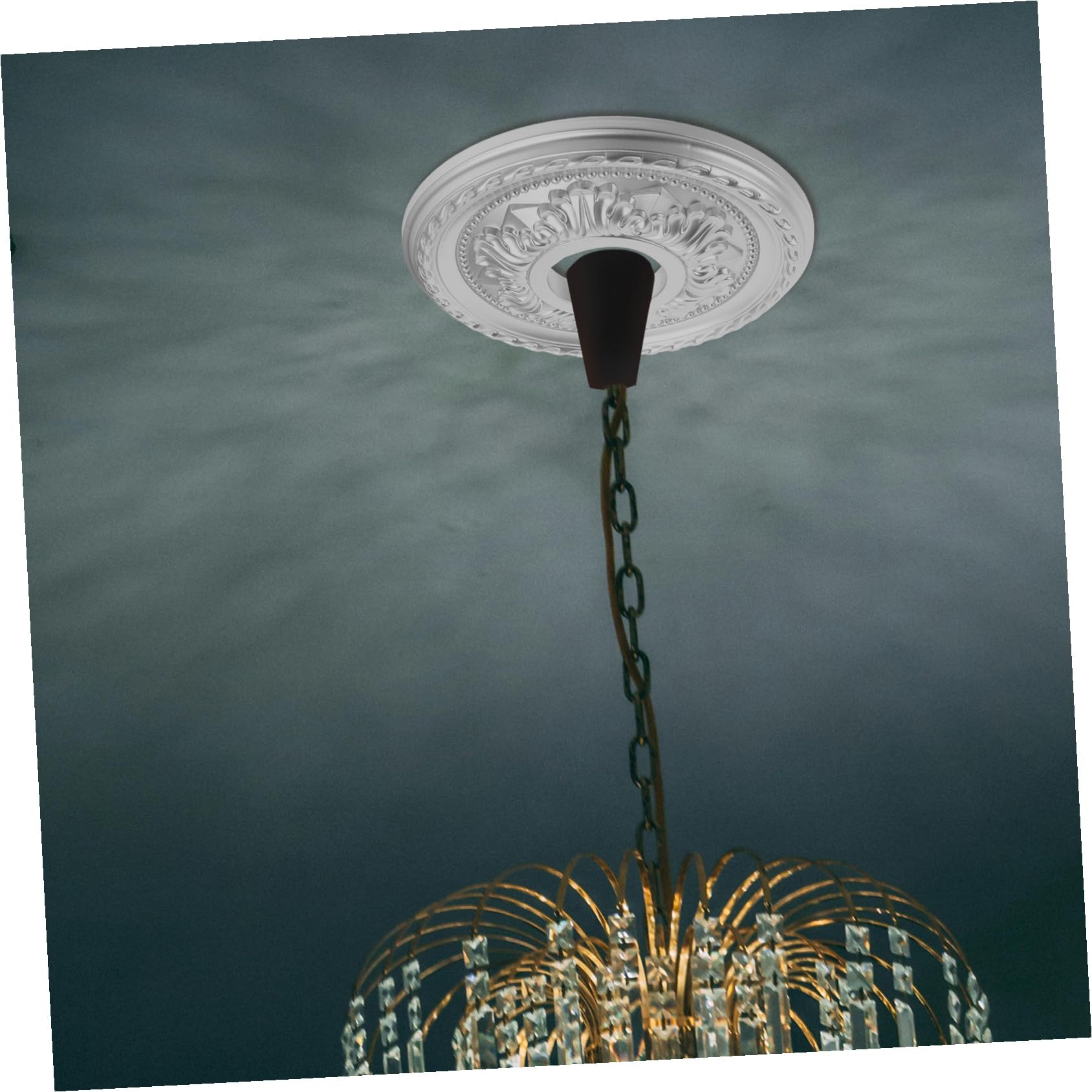 Medaglione Circolare per Soffitto in Pu, Stile Vintage, Argento