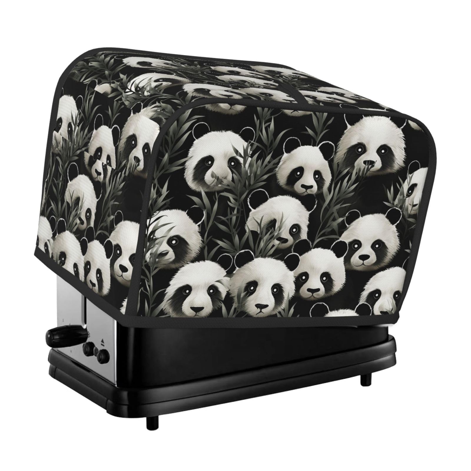 Toaster Covers 2 Slice Panda Graphic Black And White Bread Machine Cover Quilted Dustproof Toaster Cover Washable Bread Maker Protective For Kitchen Small Appliance