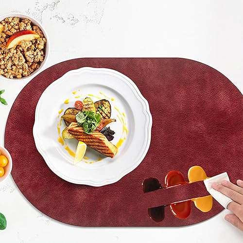 Miniatura 4 de ADRIMER Juego de 6 manteles individuales ovalados resistentes al calor, lavables de 12 x 17 pulgadas, manteles individuales impermeables, manteles