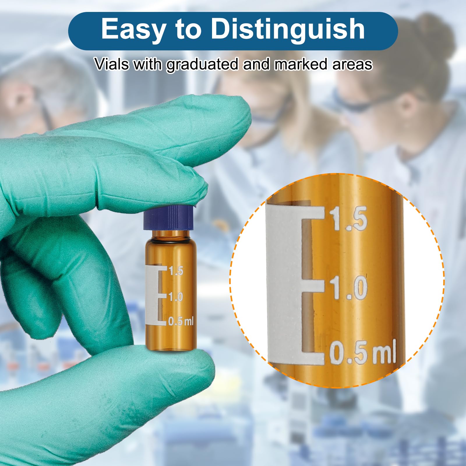 PATIKIL Fiala campionatore automatico da 2 ml, 200 fiale HPLC/GC 9-425 fiale da laboratorio ambrate per campioni di fiale con tappo a vite solido patch di scrittura PTFE e silicone Septa con etichette