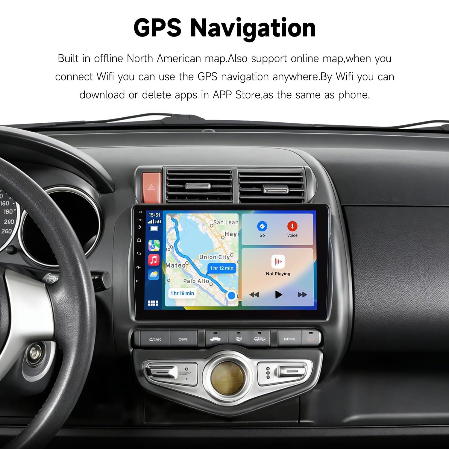 VIBEX | Autoradio per Honda Fit/Jazz 2001-2008 (Guida a sinistra), 4GB+64GB, Schermo tattile IPS 9", navigazione GPS, CarPlay e Android Auto, unità principale con telecamera retromarcia