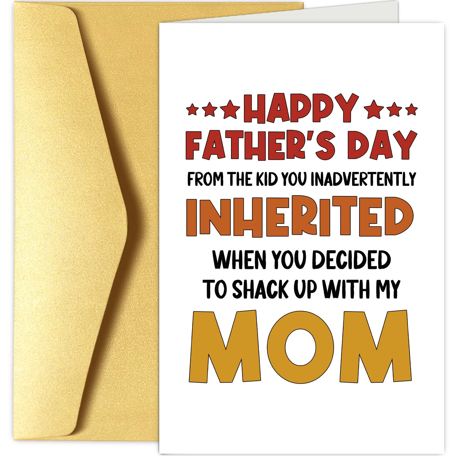 Father's Day Card for Stepdad, Funny Bonus Dad Father's Day Card, Step Fathers Day Cards Gifts from Stepson Stepdaughter, From The Kid You