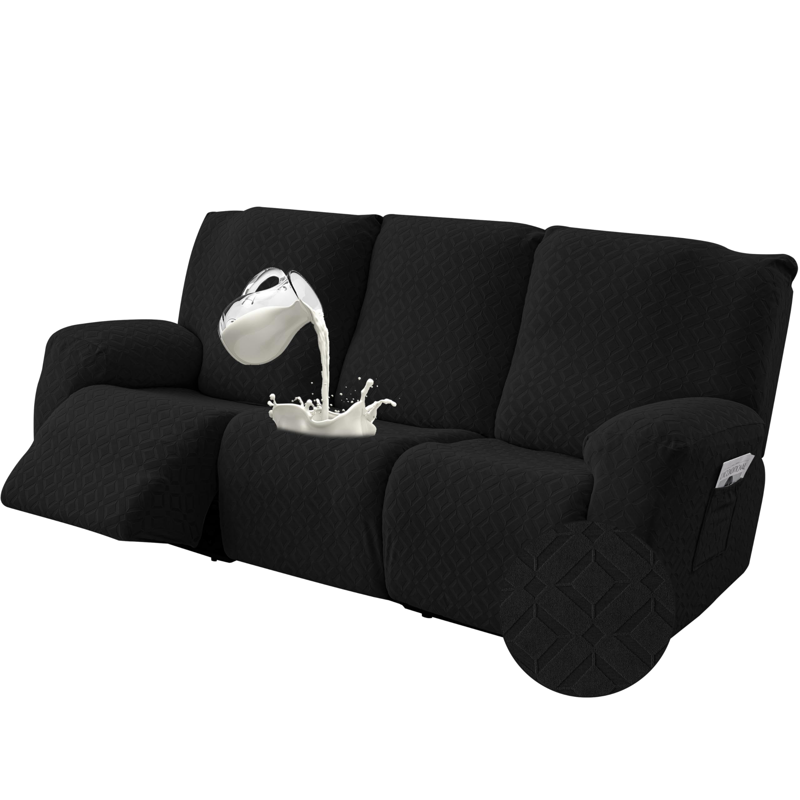 Gennia Waterproof Recliner Sofa Cover,Stretch Reclining Couch Covers with Pockets,Washable Lazy Boy Recliner Slipcovers,Leakproof Sofa Protector for