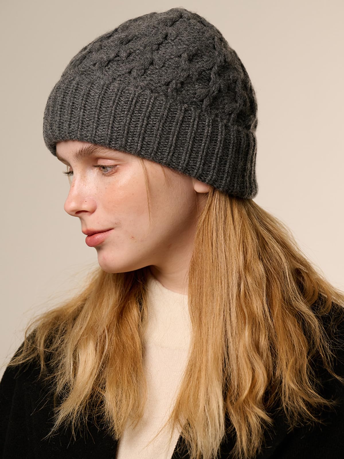 YUONNY Winter Häkel Beanie Mütze für Damen Herren, 30% Kaschmir & 70% Wolle, Weiche Warme Cuffed Strickmütze, Gestrickt Skull Cap Winddicht Hut mit Umschlag für Outdoor Sport Ski Radfahren