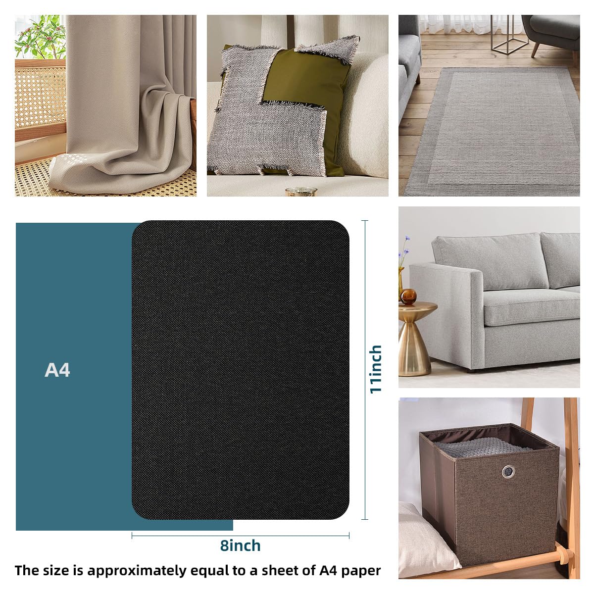 2 Patchs Réparation Lin Autocollants 20x28 Cm - Beige - Pour Canapé, Meuble, Siège Auto