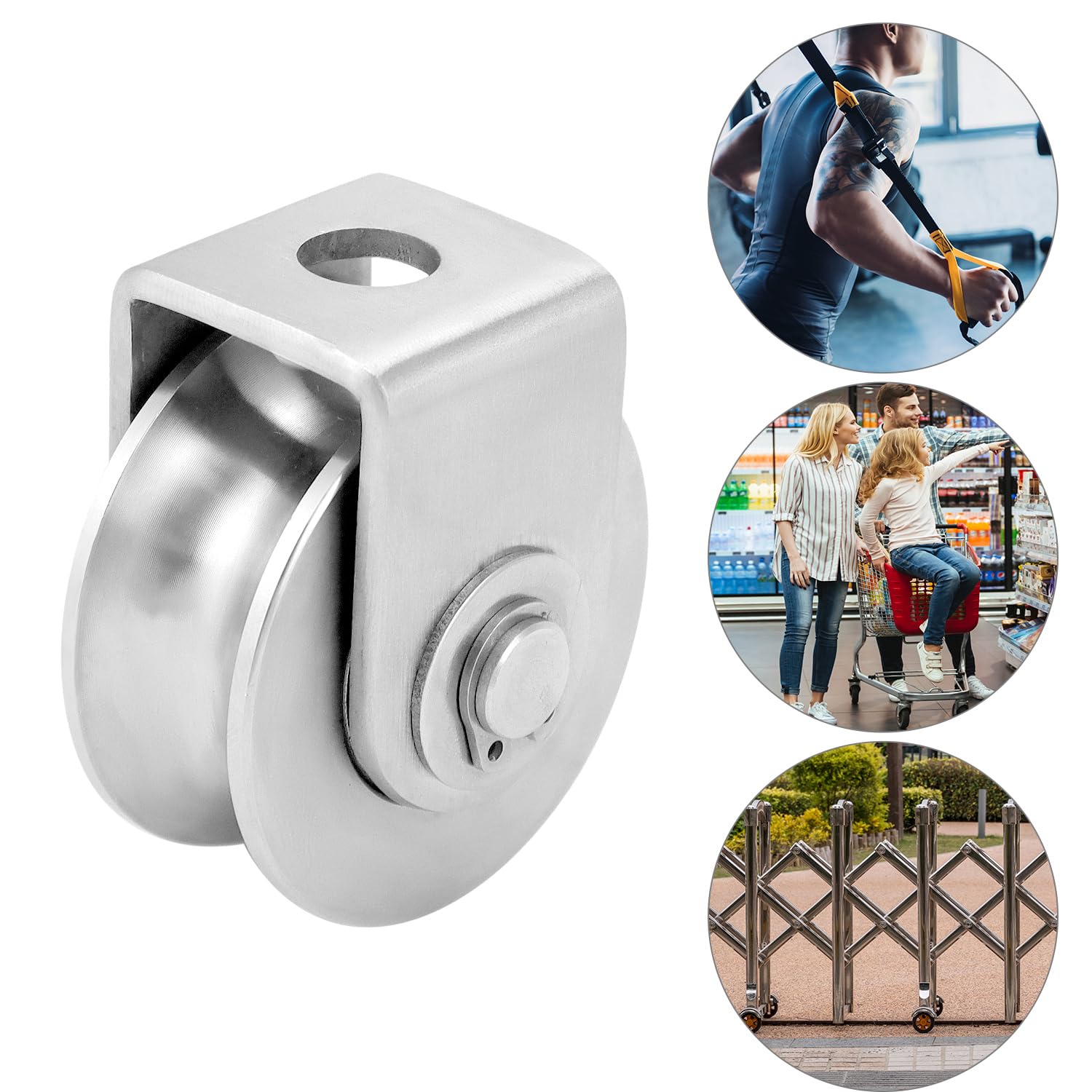 QWORK® 2 pieces 48 mm reversible pulley with welding bracket, made of