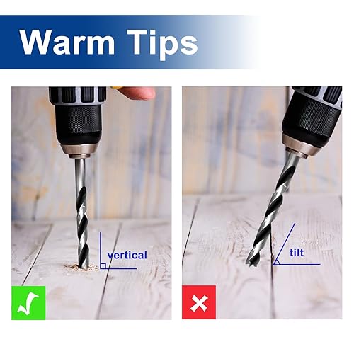 Miniatura 4 de SALI Brad Point - Juego de 20 brocas de acero al carbono de 14 pulgadas con vástago hexagonal de 14 pulgadas para madera dura, madera contrachapada,