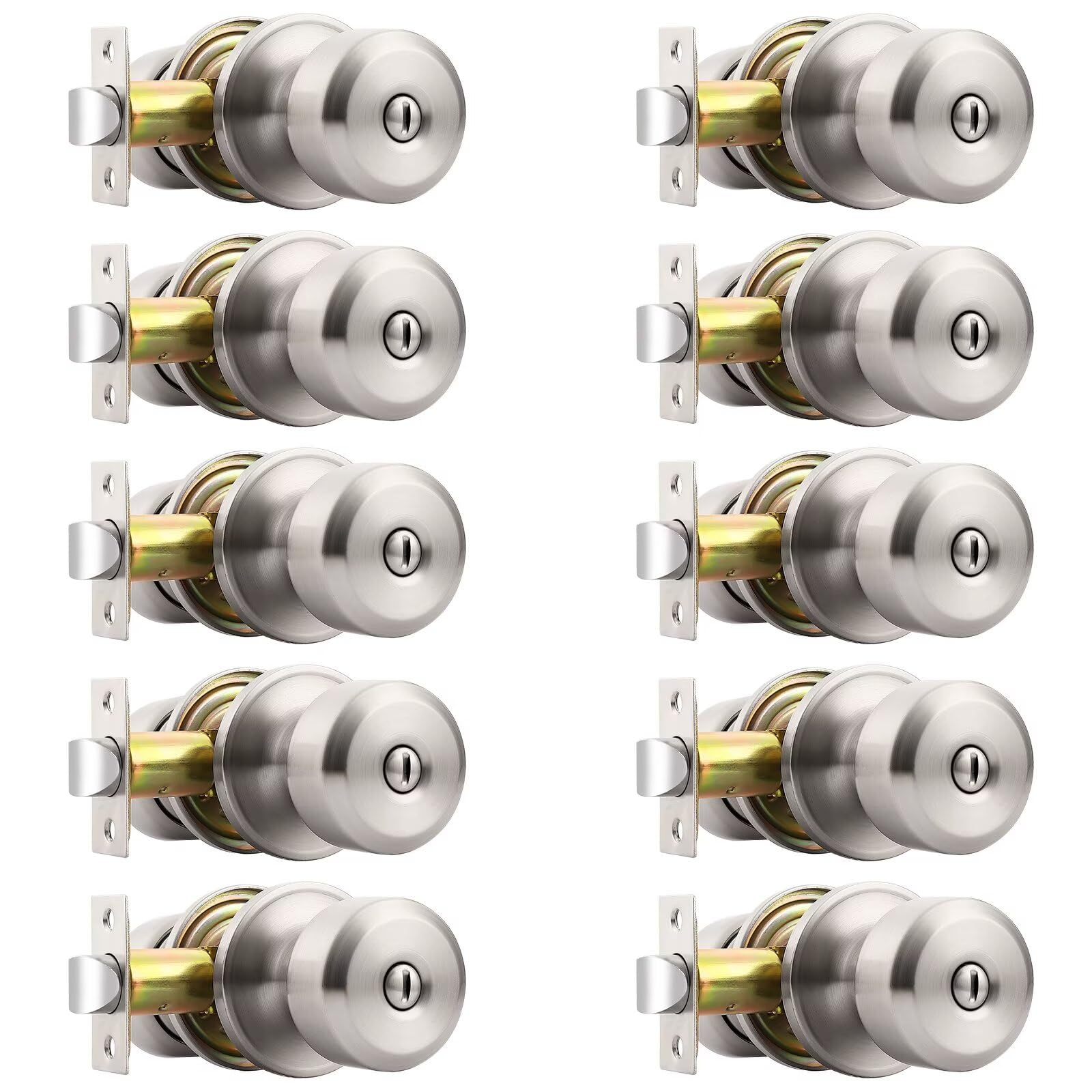 Lot de 10 boutons de porte en nickel brossé Probrico pour chambre