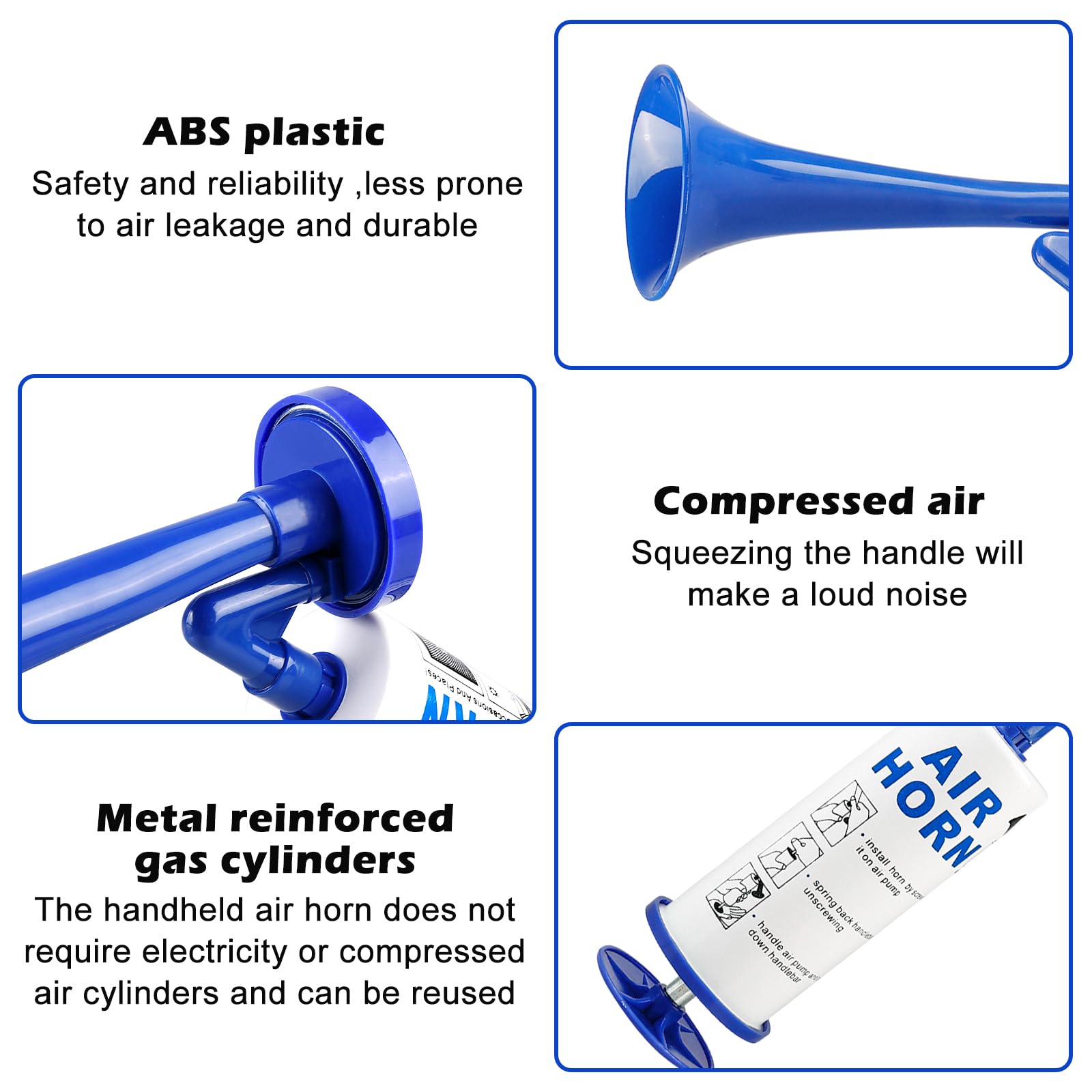 Tromba a Pressione 2 Pezzi, Air Horn Tromba ad Aria Compressa, Tromba di Segnalazione, Tromba d'Aria per Calcio, Pallamano, Tromba per Nebbia, Arbitro