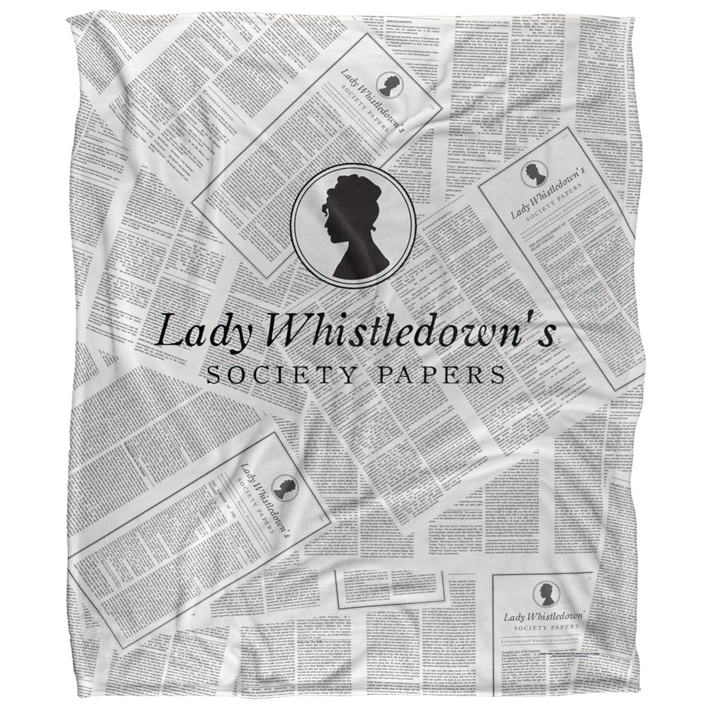 Bridgerton White Lady Whistledown Newsprint Silky Touch Super Soft Throw Blanket 152 X 127 Cm,