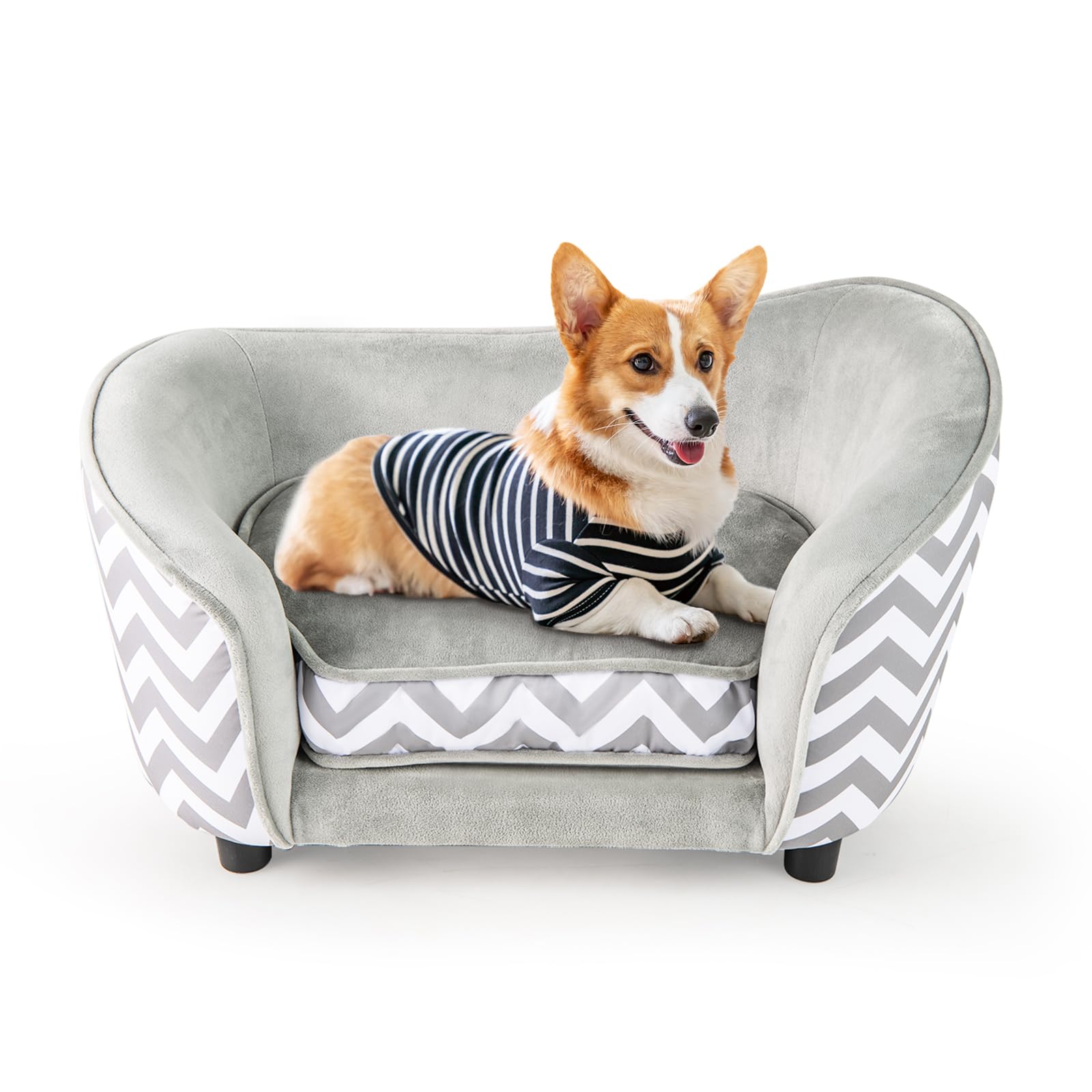 GYMAX Canapé pour Chiens 70 x 41 x 40 cm Coussin Épais Housse Amovible Charge 50 kg