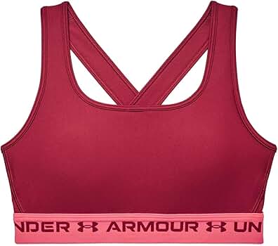 Amazon | Under Armour Cross-Back Mid Bra Black Rose/Penta