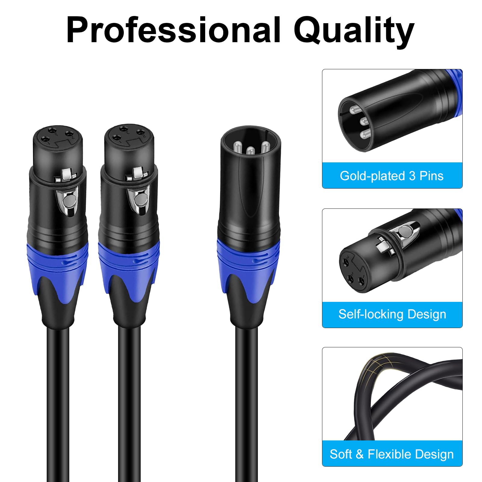 Amazon.co.jp: Poyiccot XLR 分岐ケーブル 30cm、XLR 3ピン (オス) to