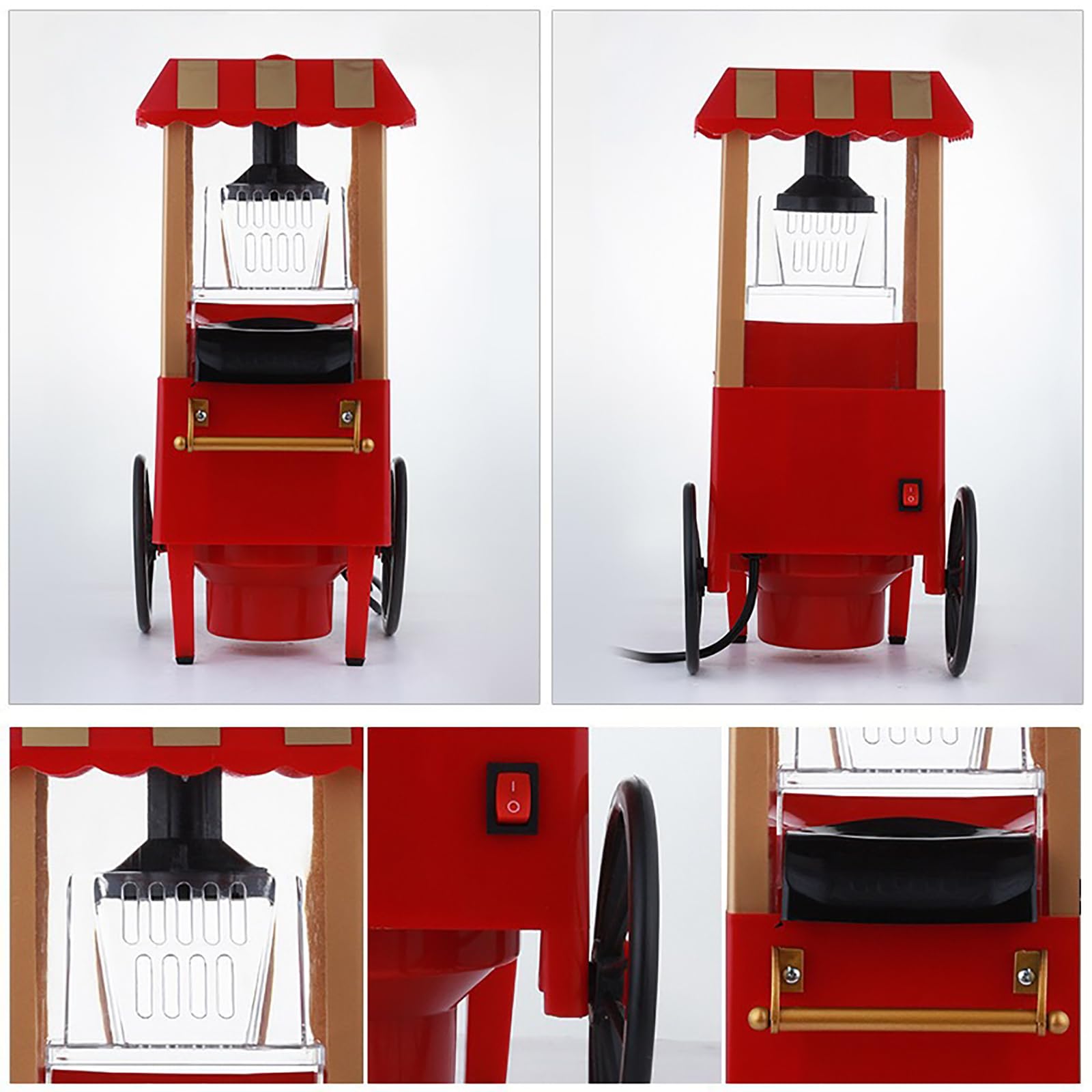 Macchina per Popcorn Ad Aria Calda Domestica, Macchina per Popcorn Elettrica, Macchina per Popcorn Ad Aria Calda, Cottura Sana Ed Efficiente Senza Olio da 1100 W, Corpo Compatto, per Ufficio