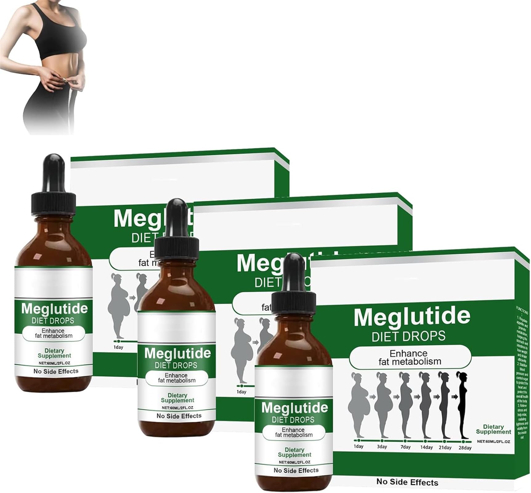 Ourlyard Meglutide Diet Drops, Ourlyard Meglutide Drops, Powerful Natural Ingredient, Gentle and Comfortable, Firming Skin, for Men and Women (3Pcs)
