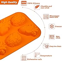 Vista 5 de Kamehame Molde para pastel de cerebro y corazón, 2 piezas de moldes de gelatina de silicona, moldes de simulación de Halloween para magdalenas