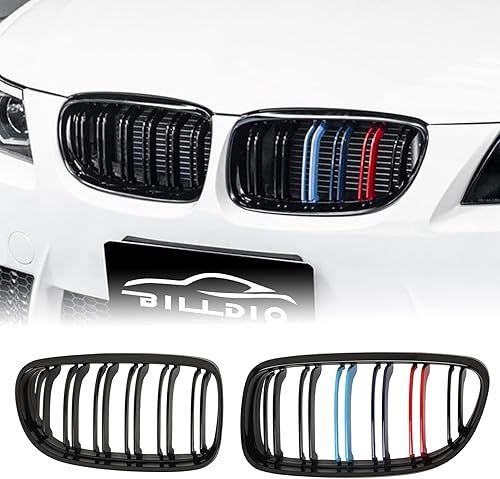 Miniatura 136 de Rejilla frontal negra brillante compatible con BMW Serie 3 G20 2019 2020 2021 2022 316i 318i 320i 328i 330i 330i 335i 340i Doble lamas negro