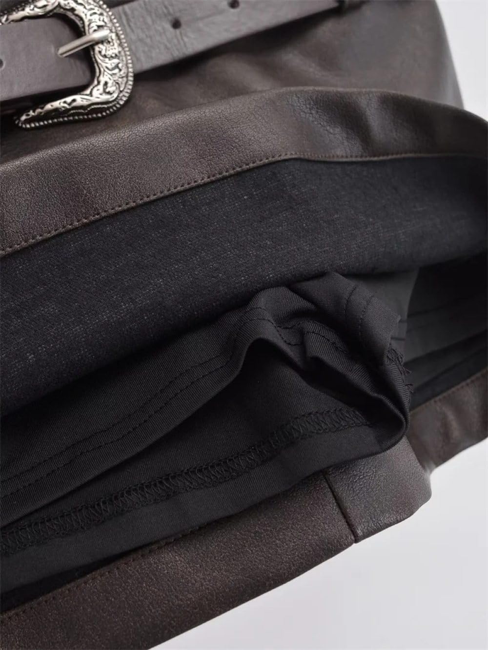 Jupe Courte Femme - Jupe-Short en Cuir pour Femmes, Mode Sexy avec Ceinture, Fermeture Éclair Latérale, Gaine Solide, Mini Jupe Féminine