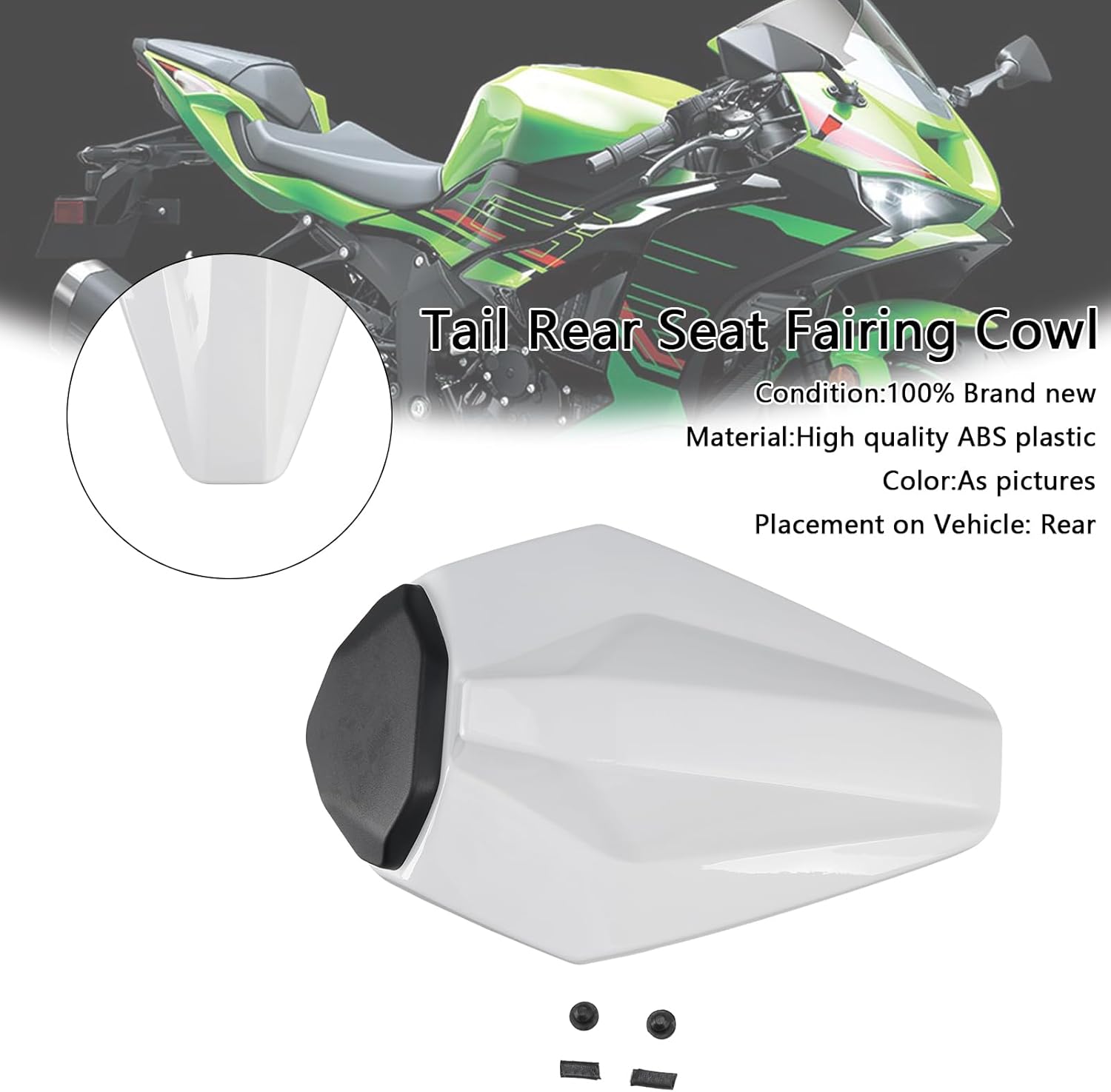 Motorcycle Racing Tail Rear Seat Fairing Cowl For Kawasaki ZX6R ZX-6R 2019-2025 White