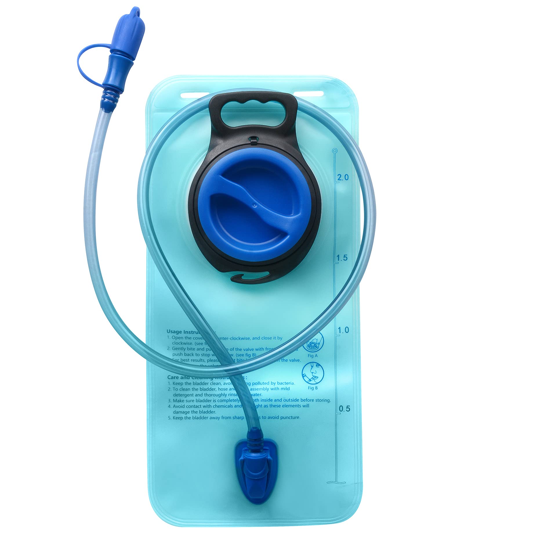 Hydration Bladder 2 Liter Military Water Storage Bladder Bag with Wide Opening, BPA Free, Leak-proof Water Reservoir with Insulated Tube, Hydration Backpack for Camping Hiking Camping Cycling, Blue