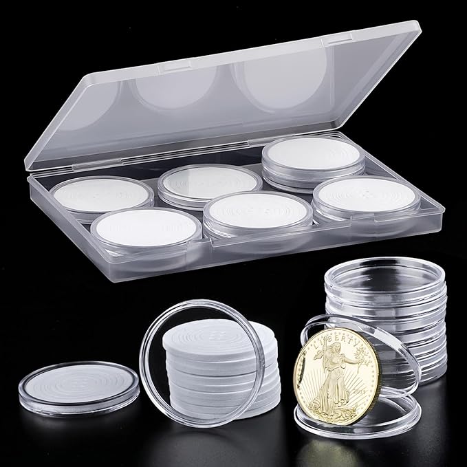10 Pcs Clear Plastic Coin Capsule, Silver Dollar Coin