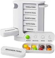 Porta Comprimido Torre com Gavetas para Organização Semanal Remédio
