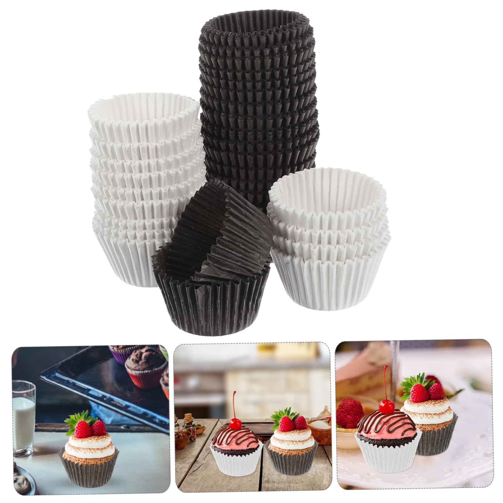 PRETYZOOM Capacillos Para Cupcakes Grandes 1000 Piezas Papel Resistente Blanco y Café Para Hornear Bolsitas Para Postres Fiestas y Repostería Hogar