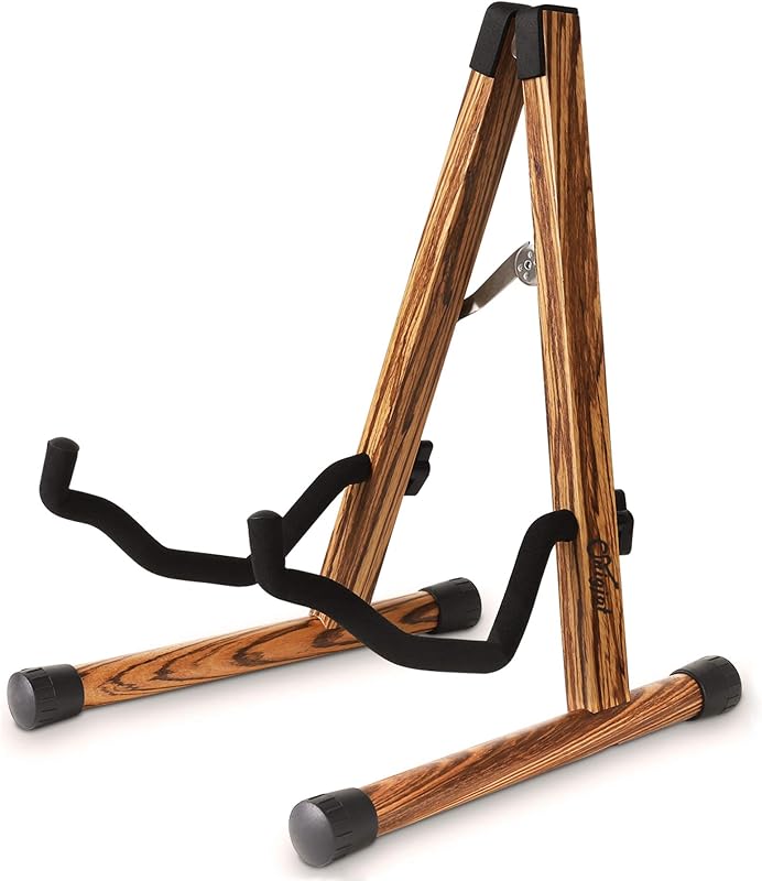 Guitar Stand, Folding Wood Acoustic Guitar Stand with Padding Zebra | A-Frame Classical Electric Guitar Stand, Bass Guitar Display Stand Compatible with Cello, Mandolin, Bass, Banjo, Ukulele