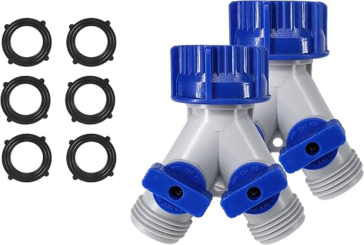 Garden Hose Splitter, 2 Pack 360 3/4" Plastic Water Hose Splitter 2 Way, Garden Hose Connector with Faucet Watering Shut Off for Landscaping, Gardening, Flower Planting, Irrigation