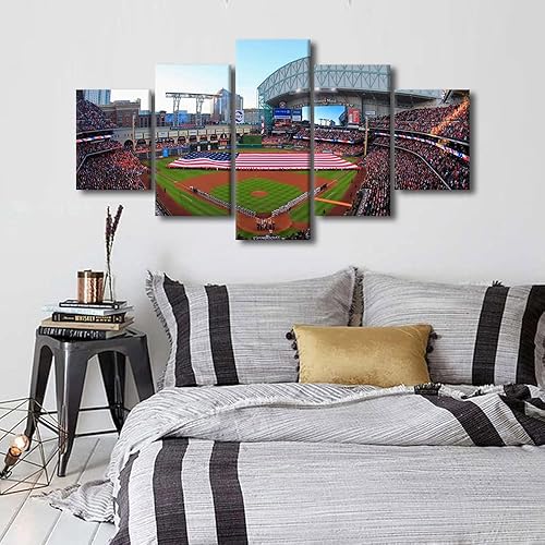 Miniatura 4 de TUMOVO Arte de pared del estadio Minute Maid para dormitorio, campo de béisbol, decoración de pared con vista panorámica de Houston, arte en lienzo