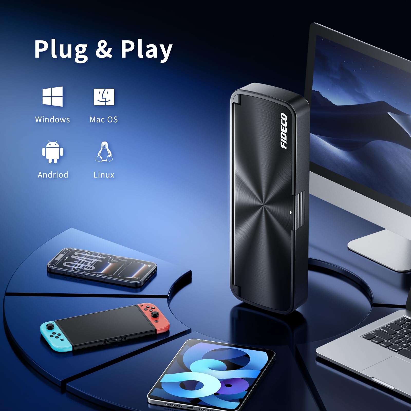 FIDECO Box esterno per SSD M.2 NVMe, adattatore da M.2 NVMe a USB, lettore SSD USB 3.2 Gen 2 (10Gbps) con installazione senza attrezzi, supporto UASP e Trim, design a sandwich