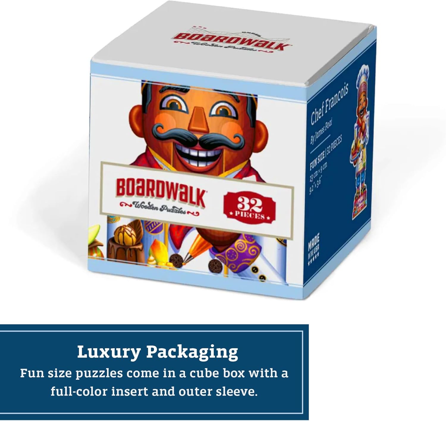 Boardwalk Puzzles Luxury Wood Puzzle - Chef Francois - Fun Size 32 Pieces - Engaging Wooden Puzzle Activity Kids Adults