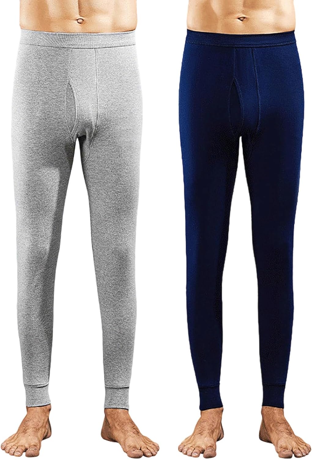 Cambkatl 2-Pack Men's Thermal Underwear Bottoms Seamless Cold Weather Long Johns Fleece Lined Leggings Base Layer Pants