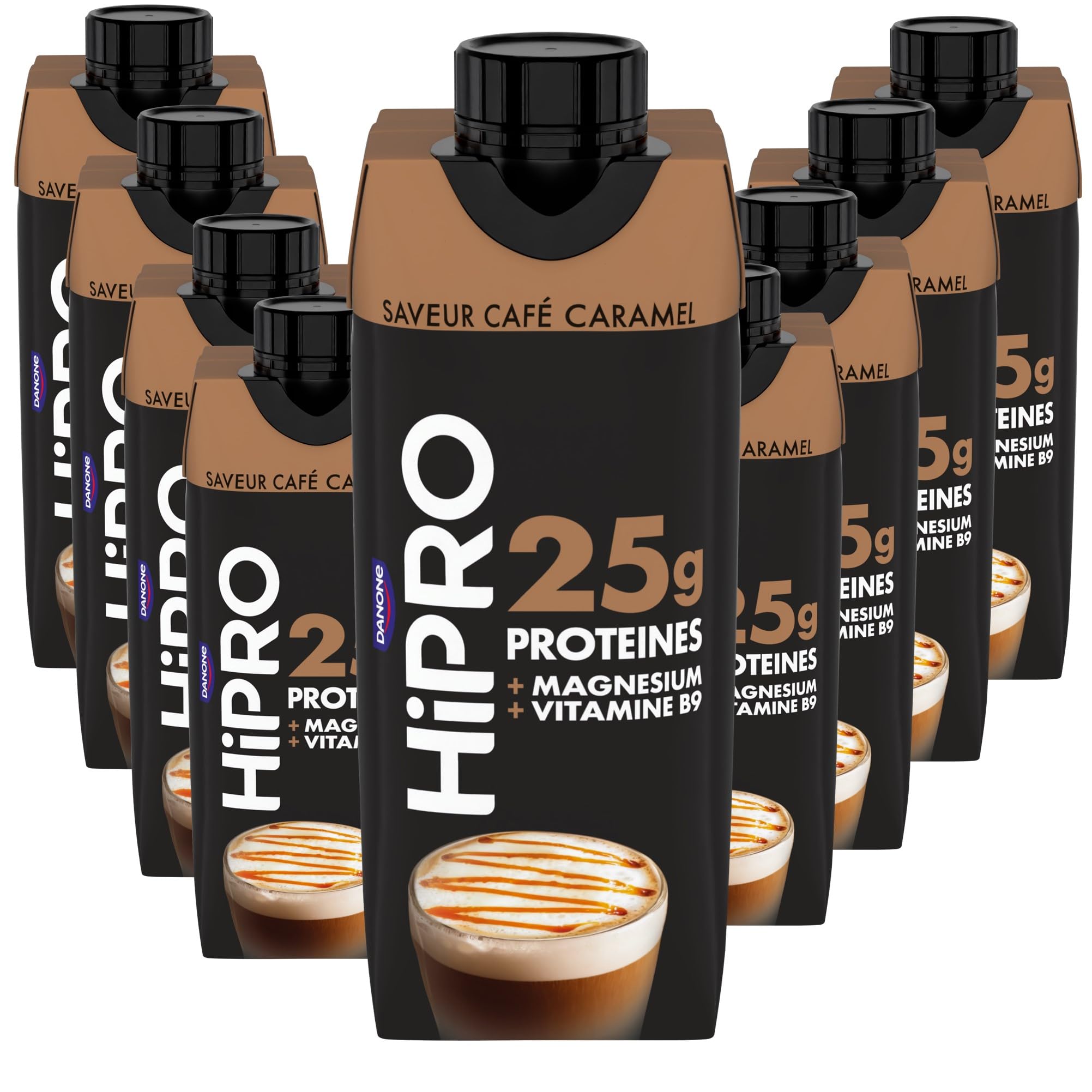 Hipro - Boisson protéinée goût caramel café - 330ml - Lot de 8x330ml