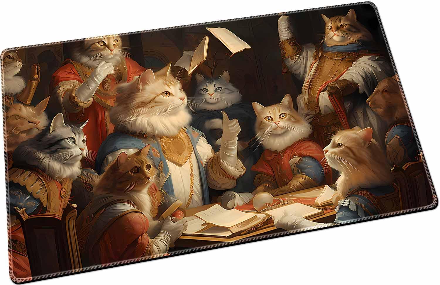 Stitched TCG Playmat, 24x14 Inches with Divided Card Areas, Non-Slip Tabletop Playmat Comes with Storage Bag, Ideal for Amateur Game Enthusiasts
