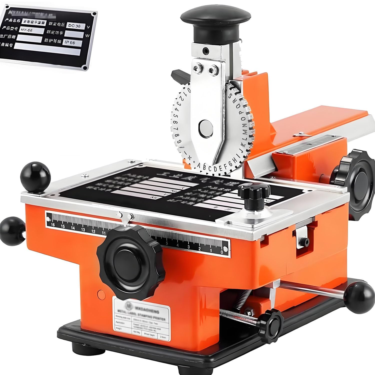 Macchina per goffratura di lamiere Metalliche, Strumento semiautomatico Manuale per stampaggio e marcatura di Acciaio per targhette e cartellini identificativi, profondità 2 mm