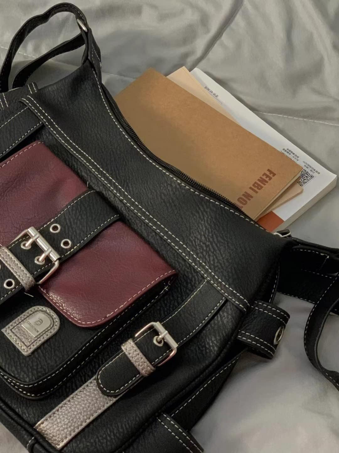 XPONNI Y2K Purse Leather Crossbody Bag - Women's Y2K Aesthetic Accessory