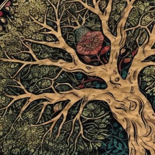 Vista 42 de Juego de ropa de cama con diseño de árbol de la vida, 3 piezas, multicolor, suave