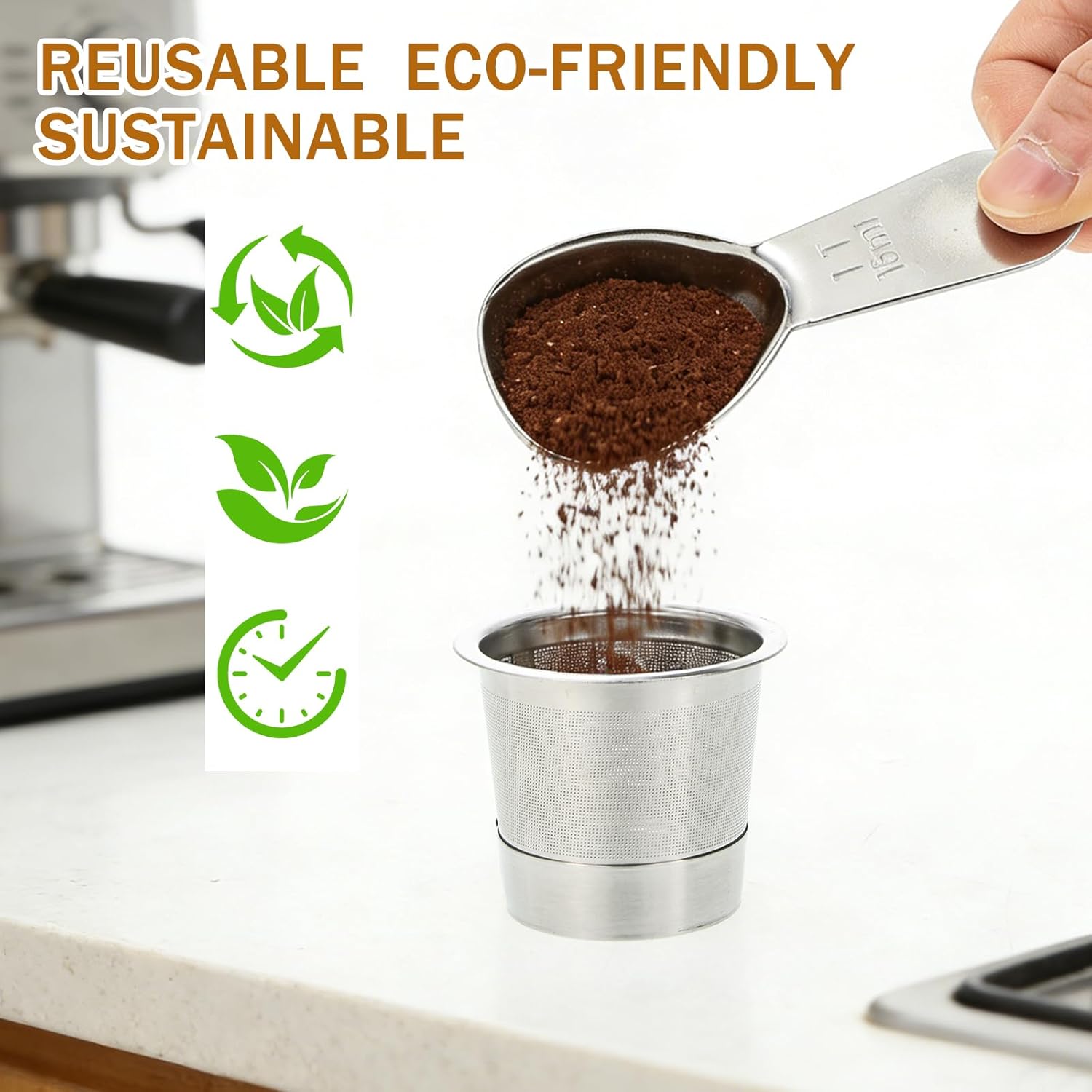 6 Pack Reusable K Cups Coffee Pods for Ninja Coffee Maker PB051 & CFP101/PB041 with 2Pcs Scoop 304 Stainless Steel Reusable K Pod Permanent K Cups Filters Coffee Accessories Fit for Ninja Coffee Maker