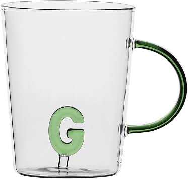 LA PORCELLANA BIANCA - Lettera G Mug in Borosilicate Glass, Capacity 400 cc, Allalettera Collection