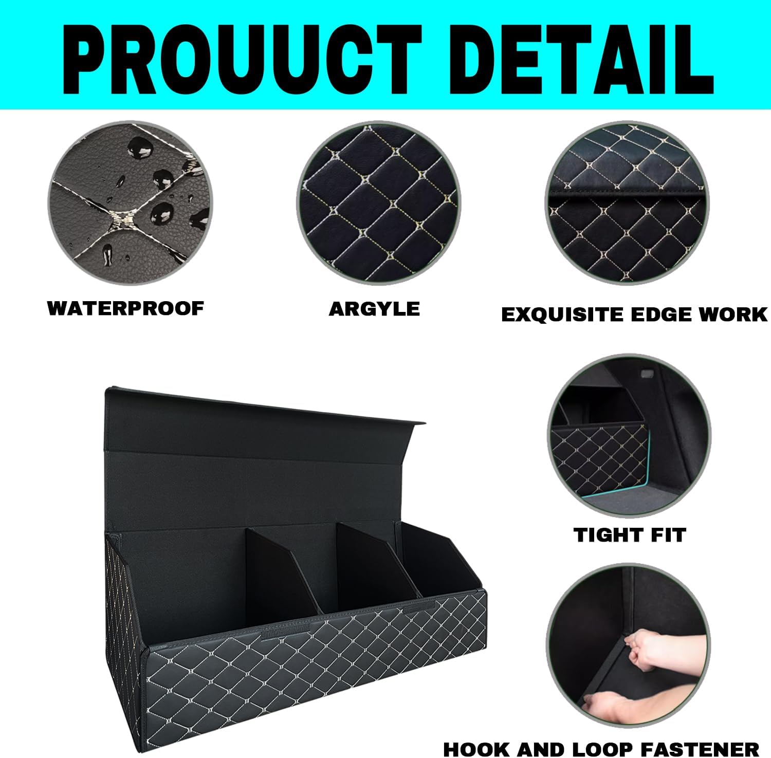 Car Trunk Organizer For Armada -Custom Fit,Leather Large Capacity Outdoor Trunk Organizer,4-Layer Cover,Diamond Quilted Pattern All-Season Use For Armada 2017-2024