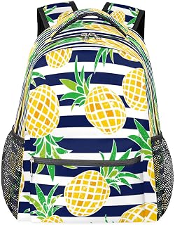 Mochilas escolares de abacaxi para meninas, estudantes, resistente à água, bolsa escolar de viagem com listras de abacaxi para mulheres/homens, mochilas universitárias, Multi, Medium