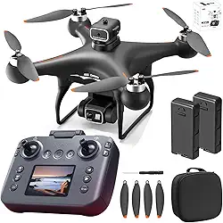 Drone GPS S116 com controlador de tela, duas baterias, motor sem escova, retenção de altitude, decolagem/pouso de uma tecla, com estojo preto para transporte externo (preto - 2 baterias)