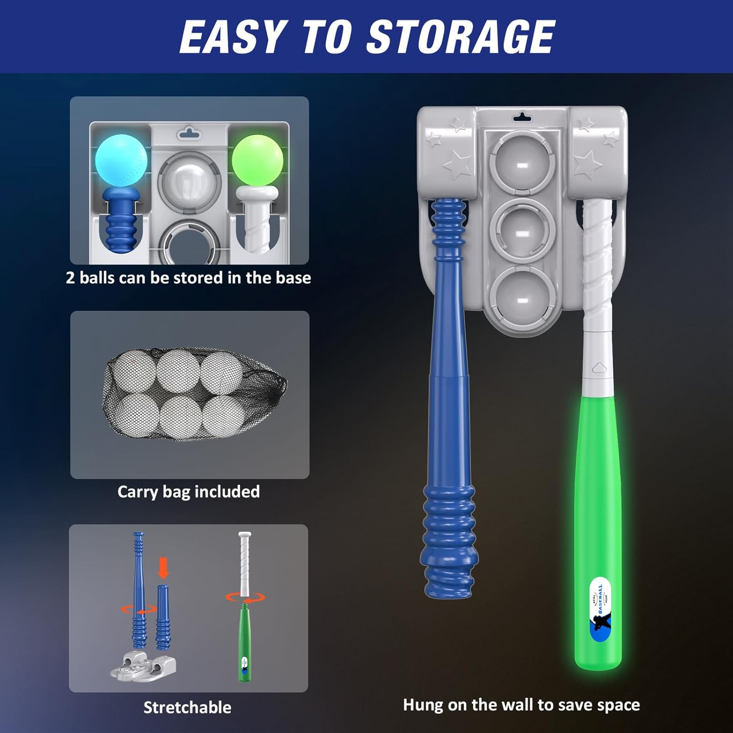 QDRAGON 2 in 1 T Ball Sets for Kids 3-5 5-8, Tee Ball Set with Automatic Pitching Machine/Adjustable Batting Bat & Stand/6 Balls, Baseball Toys Outdoor Sport for Toddlers Boys