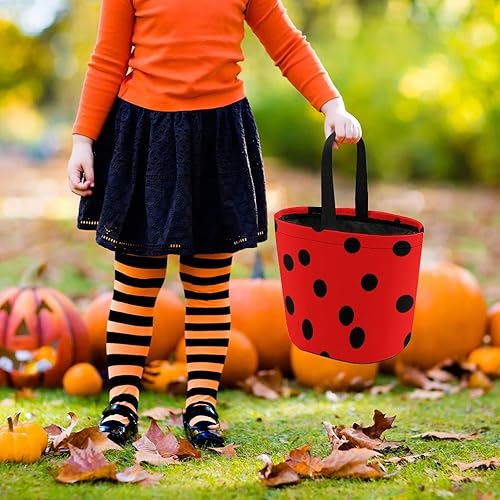 Miniatura 6 de Black Dot Ladybugs Skin Funny Halloween Trick Or Treat Bucket Candy Basket Tote Bag Tote Bag for Party Hoilday Decoración