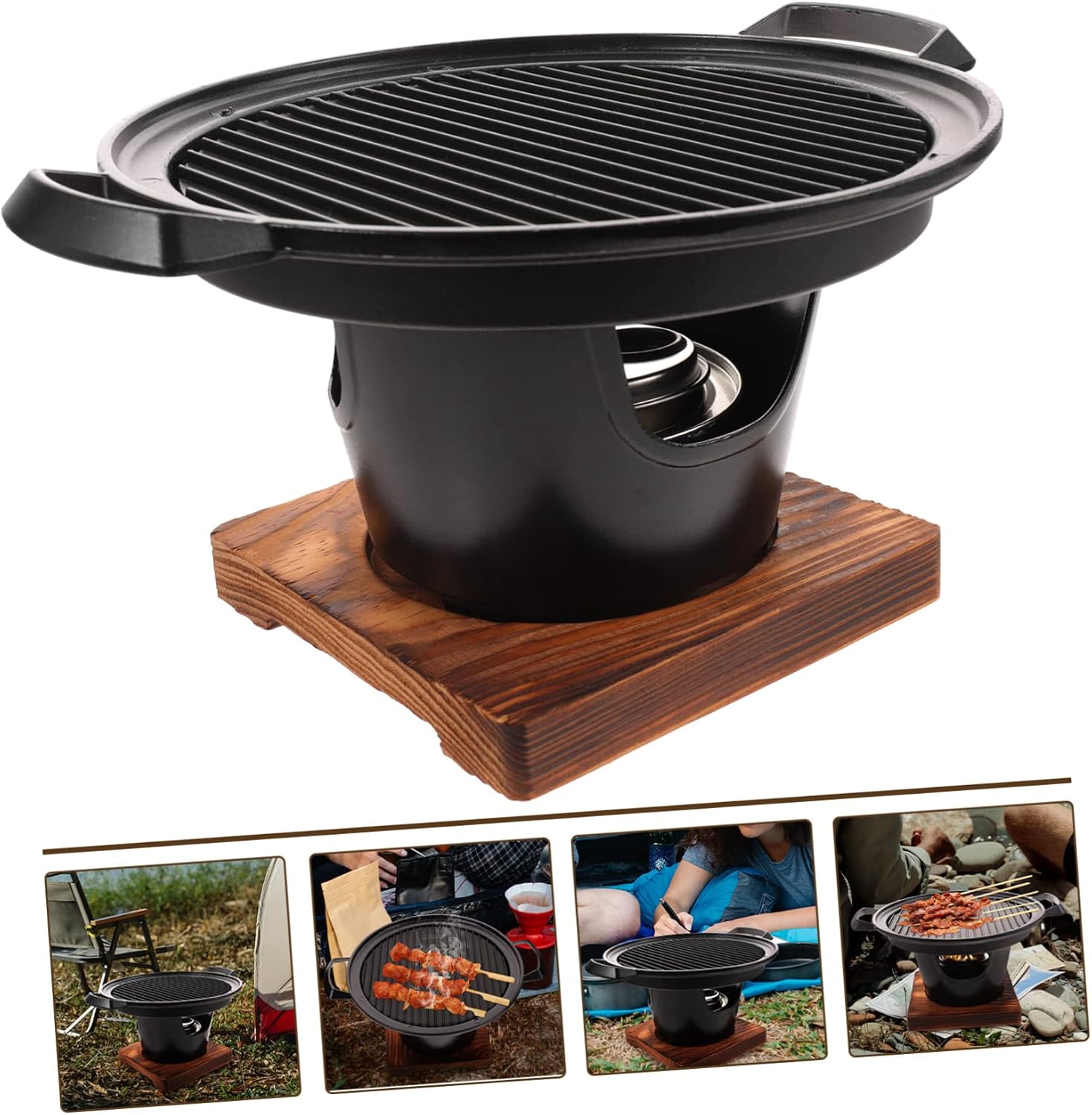 ORFOFE Portable Smokeless Barbecue Grill Mini Outdoor Roasting Oven Non-stick Camping Tool for People Easy to Clean Space-saving Design