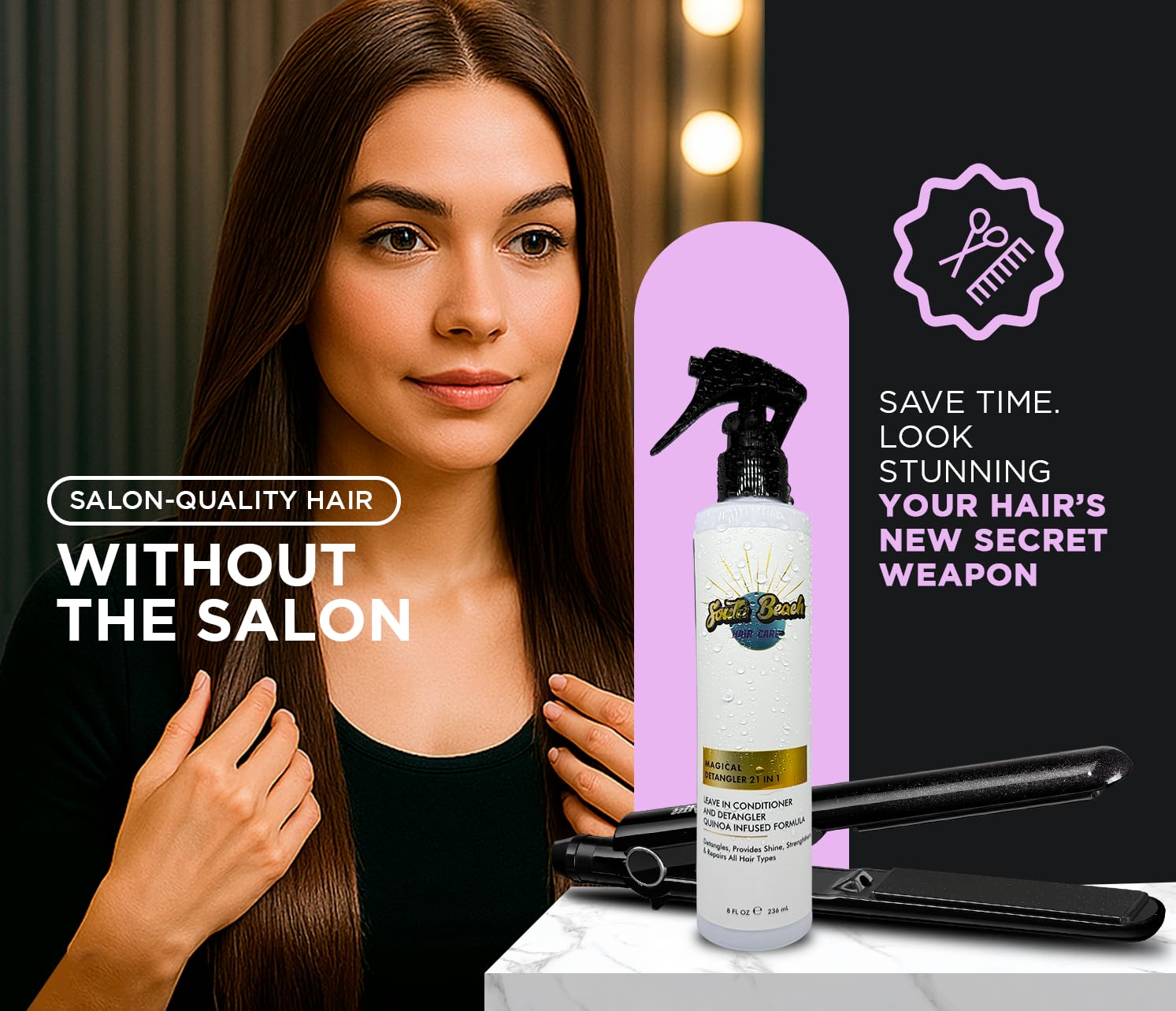21-in-1 Leave In Conditioner Spray – Hair Detangler Spray for Women – Hair Treatment for Dry Damaged Hair – Curly Hair Products & Deep Conditioner – 8 fl oz