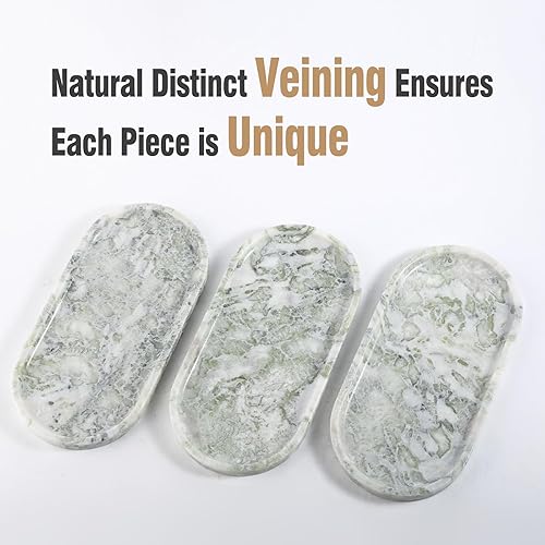 Miniatura 107 de Koville Bandeja de travertino italiano, bandeja decorativa de mármol de 12 x 6 pulgadas para encimera, catchall para perfumes, velas, plato